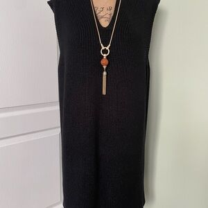 Black Sleeveless Knit Dress